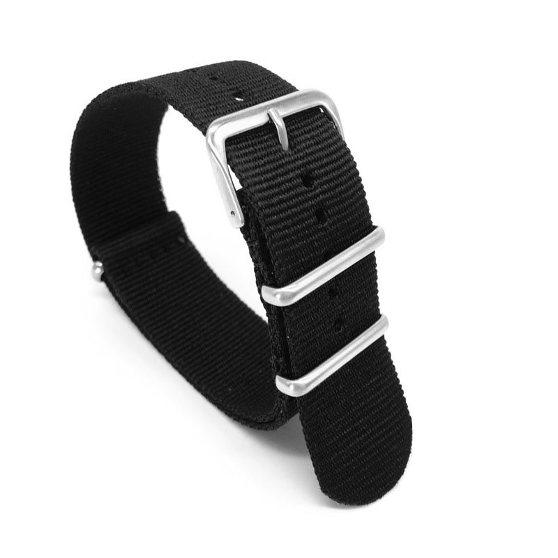 Nato Strap Nylon - Черный нейлоновый ремешок для часов 16