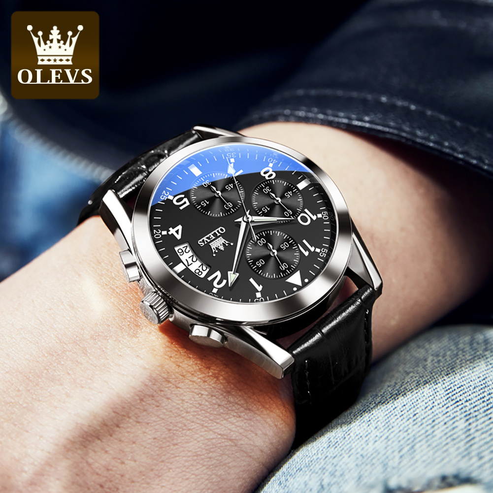 OLEVS кварцевые часы для мужчи – обзор и цена Leather Watch Band Men
